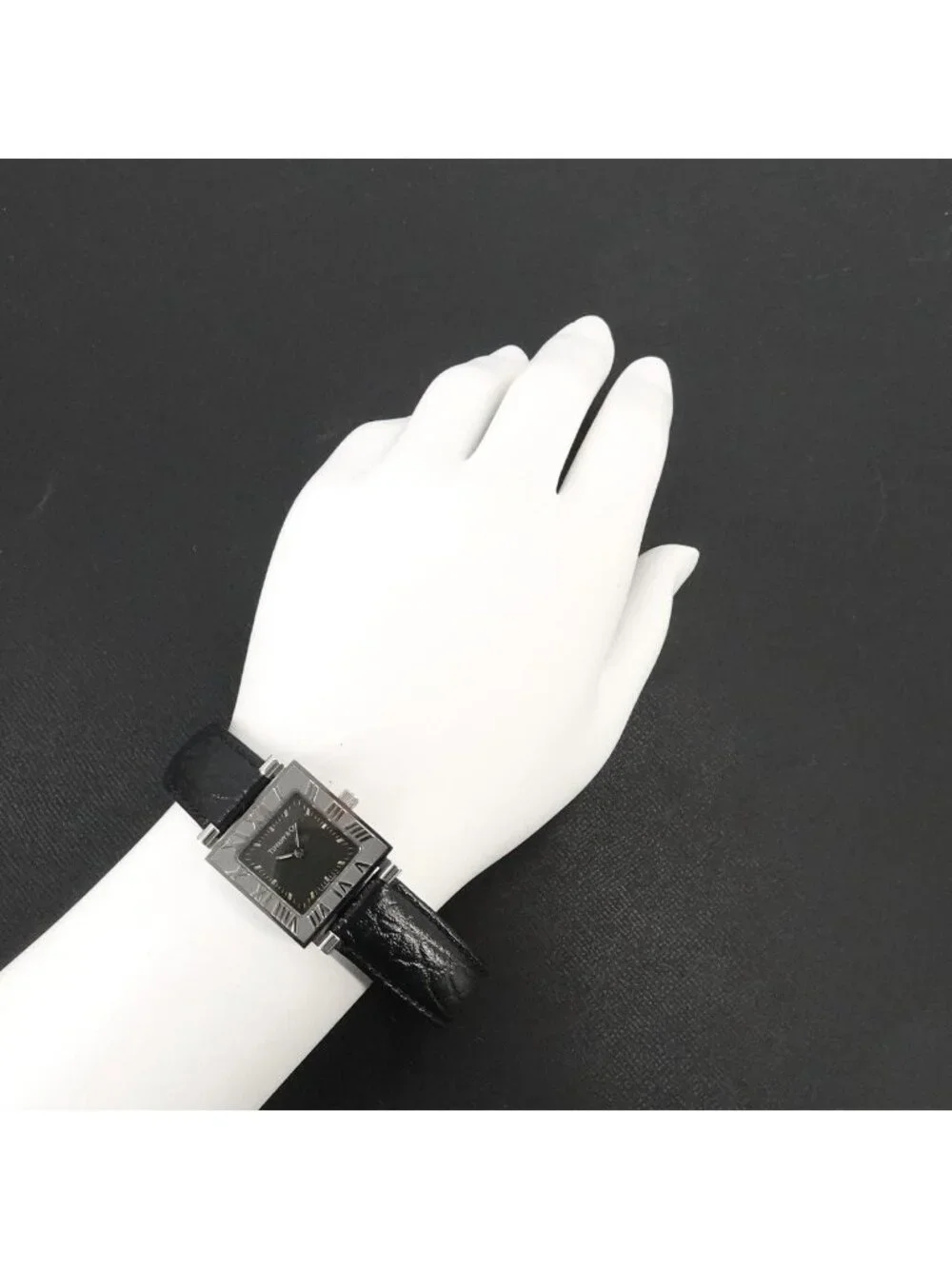 Tiffany & Co Atlas Square Vintage Watch Black Quartz